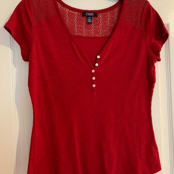 Chaps red women’s short sleeve top, medium - Picture 1 of 5
